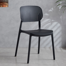 가정용 체어 컬러 포개지는 식당 스툴 인테리어 식탁 의자 플라스틱 카페 등받이, 블랙【펀칭 버전】, 1개