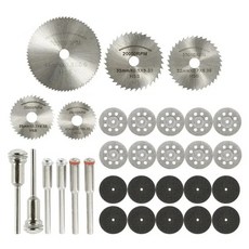 tinduo 미니 다이아몬드 절단날 25P + 어댑터 6P 세트 돌 대리석 금속 나무 PVC 절단용, 1세트