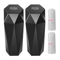 미니 자동차 쓰레기통 다목적 자동차 인테리어 쓰레기 보관 밀봉 케이스 자동차 침실 사무실용 쓰레기 봉투 30 개 포함 1 쌍, 3)2pcs Black 30 Bags