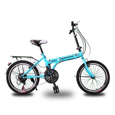 BIKEONE L16 城市休閒20吋21速通勤便攜後貨架折疊自行車, 藍, 1個