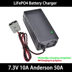 클립/XT60/XT90 플러그가 있는 2S 6.4V 10A 인산철 배터리 충전기용 7.3V Lifepo4 고속 냉각 팬 포함, 02 7.3V 10A Anderson, 03 US Plug, 01 빠른