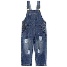 KIDSCOOL SPACE Baby Little Snap Leg/Crotch Mettal 버튼 립 데님 오버롤 블루-5055 [호환]