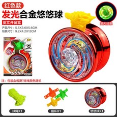 兒童髮光合金悠悠球 附贈頭環及彩繩, 紅色, 1個