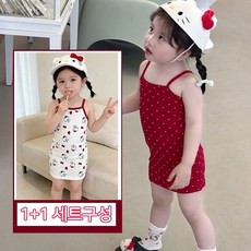 [스타몰] 26SS 최신상 여아 나시 원피스 1+1 여름 민소매 등원룩 유치원 코디 세트 + 머리끈 증정