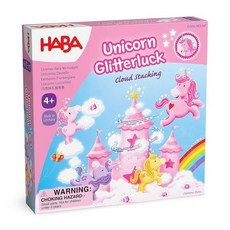 HABA Unicorn Glitterluck 클라우드 스태킹 - 협동 어린이 보드 게임 - 유니콘 게임 및 유니콘 선물 - 만 4세 이상 독일산, 게임 컬렉션