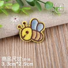 皮卡布 刺繡燙布貼 蜜蜂 小熊 黑貓 布章, 1個, 4號-蜜蜂 (熱熔膠款)