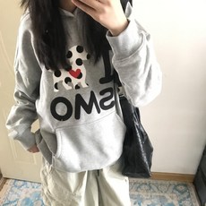 투니스 여성 기모 루즈핏 캐주얼 긴소매 후드 티셔츠