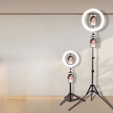 台灣現貨24H出貨 補光燈 直播燈 LED三色調光 環形燈 直播補光燈自拍打光燈 直播腳架 主播燈 美光燈, 1個, 小補光燈+小支架+手機夾+雲台+收納袋