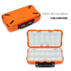 漁人百寶閣 釣魚垂釣防水漁具配件盒魚鉤收納盒小路亞盒工具盒儲物盒垂釣用品, 橙色特大號（30格）, 1個