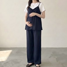 [당일출고] 수엠W 캐미솔 밴딩팬츠 세트 임산부 겸용 여름 상하세트 T06 뷔스티에세트