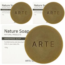 아르떼 천연 수제 녹차비누, 100g, 3개