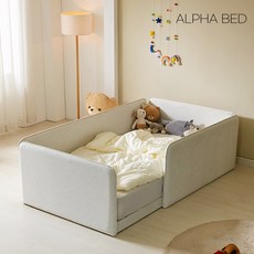 알파침대 이리스 심플 헤드 패브릭 가드형 저상형 패밀리 침대프레임, 핑크