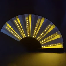 배터리 접이식 핸드 선풍기 LED 조명 빛나는 형광 야간 공연 DJ 바 클럽 파티 장식, 06 Yellow