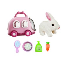 電動寵物玩具附寵物行李箱, 粉色, 1個, 兔子