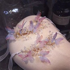 藍粉色蝴蝶水晶手腕花 伴娘手環飾品, 蝴蝶水晶手環, 1個