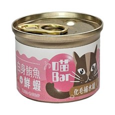喵Bar化毛補水罐-鮪魚口味，高含水量，幫助消化，多種口味選擇, 80g, 24個, 白身鮪魚+鮮蝦