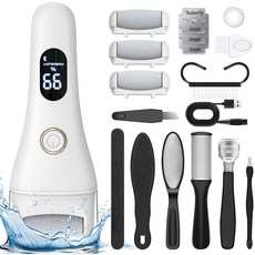 발용 전기 굳은살 제거기 더 큰 연마 헤드 & 3Speed 발 관리 면도기 스크러버 각질 건조 균열 피부 굳은살을 위한 방수 페디큐어 도구 파일, White