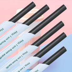 빌리에코 벤티 옥수수 빨대 블랙 25cm PLA 식물성 텀블러 롱 검정 빨대, 1개, 100개입