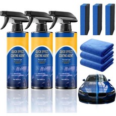 퀵 이펙트 자동차 코팅 스프레이 워터리스 세차 & 폴리쉬 샤인 페인트 보호 자동 유리 크롬 및 트림용 멀티 표면 클리너 1개, 3pcs