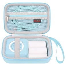 Elonbo Doobuli/VFU/lopevi/Miouca 블루투스 라벨 메이커 기계용 휴대용 케이스 미니 열 프린터 보관 홀더 무선 소형 핸드헬드 스티커 여행 가방 블랙, 블루+인사이드 블루