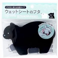 日本直送 動物造型濕紙巾蓋 (黑貓/白熊/白羊/北極熊) - 按壓彈蓋 重複使用, 大尺寸-黑貓, 1個