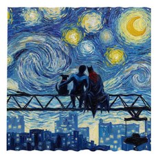 FunnyTREE 트리 SUPER 슈퍼hero CITY 시티 STAR 스타ry Sky 스카이 Shower Curtain 72\"x72\" (Hooks Not Included) -