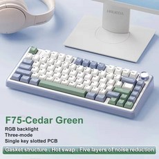 AULA F75 기계식 키보드 75% 82키 RGB 게이밍 무선 2.4G 블루투스 유선, LEOBOG Reaper Axis, Cedar Green
