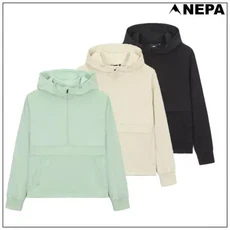 네파(여성)NC일산 -이월특가- 25SS 포켓 디테일과 우븐 소재를 부분 적용하여 내구성 및 수납성 강화한 여성 전용 우븐 하이브리드 멜로우 블럭 후드 티셔츠 7L26062