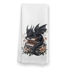 TopXmai 빈티지 북시 드래곤 키친 타월 책 선물 주방 장식용 접시 티 타월 책 애호가 독자를 위한 선물 욕실 장식용 핸드 타월 40.6 x 61cm(16 x 24인, 01child