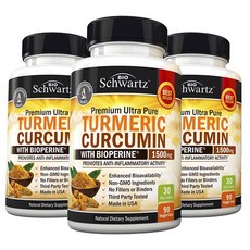 Bio Schwartz 薑黃素素食膠囊 1500mg, 90顆, 3罐