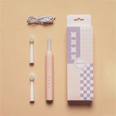 聲波式軟毛電動牙刷充電款, 粉色 2刷, 1個, 如圖所示