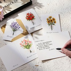 차차바이 고급꽃다발카드 어버이날카드 꽃다발카드 세트, 5개, 카네이션,장미,안개꽃,라벤더,튤립