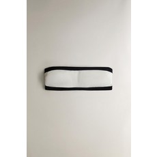 ZARA 자라 콘트라스트 밴드 스트랩리스 비치 비키니 탑 - 크림 125961