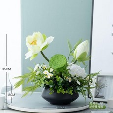 인테리어 조화 화분 테이블 장식 인조조경 플랜테리어, 연꽃 세트 소형