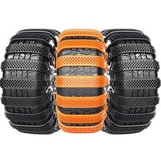 [Korella]자동차 타이어 미끄럼 방지 체인 스노우 체인 케이블 SUV 미니밴 승용차 차량용 타이어 체인 자동차 트랙식 미끄럼 방지 체인 간편설치 눈길 미끄럼방지, 1세트