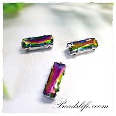 비즈라이프 크리스탈 5*15mm직사각 캡보석 10개, 1봉, 오색