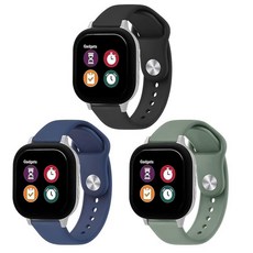 Vancle Gabb Watch 3e 3 2 1/Gizmo Watch 3 2 1 Cosmo JrTrack 4/3/2 SE/2/JrTrack 밴드와 호환되는 실리콘 밴드 3팩, 블랙/네이비 블루/그린