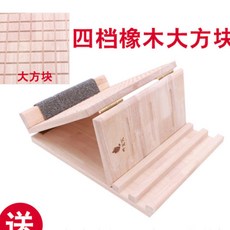 優選精品木製拉筋板/拉筋凳，家用瘦腿斜踏板，小腿拉伸器，健身木拉筋神器, 八檔橡木大方塊+圖+腳跟布