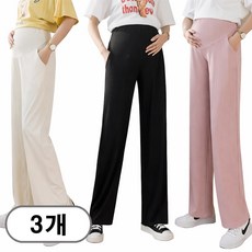 차쿠 3P(3세트) 여성 임산부 바지 스판팬츠 일자형 와이드 팬츠 신축성 좋음 편한 바지 임산부 일상복 캐주얼 허리 조절 가능한 통바지