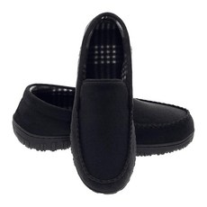 SKABIU 남성용 슬리퍼 모카신 통기성 메모리 폼 하우스 슈즈 실내 실외 블랙. 10