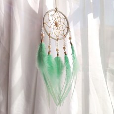 드림 캐처 깃털 바람 차임 홈 카 펜던트 발코니 창 장식 파티 선물 인도 스타일, [02] Mint Green