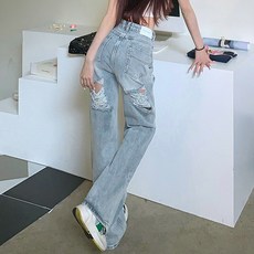 대박난박양 콜린 디스트로이드 와이드 청바지 여름청바지 섹시청바지