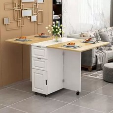 접이식 테이블 수납형 간이식탁 베드 식탁 원목 이동식 이동식식탁 폴딩 원룸 다이닝, AL. 150x80 고급 레일 포함 흰색+연한색