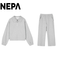 (본사발송]네파키즈 여아 카라 맨투맨 세트 따뜻한 실내복 외출복 편안한 운동복