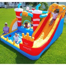 대형 에어바운스 트램폴린 집콕놀이 실내 마당 옥상 글램핑장 캠핑장 놀이시설 휴게실 체육 풍선 슬라이드 홈 놀이터 스포츠 야외 완구 가정용 실내 소형 트램폴린 어린이 실내놀이 야외, 1개, 조립식 기능성 성 82118