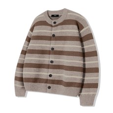 브랜드정품 트릴리온 TRILLION 워셔블 헤어리 스트라이프 버튼 가디건 니트_베이지 259259