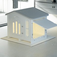 狗窩 寵物別墅 睡窩 寵物窩 狗別墅室內戶外用冬季保暖狗籠子大型犬室外小型犬狗窩狗房子爪墅, 1個, 【寵物別墅·中號】有門·灰色,房子