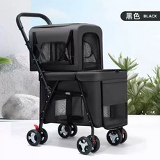2단 개모차 강아지 유모차 더블 레이어 이동장 애견 다견 분리형 그레이, 빅더블✨✨✨✨블랙, B. 블랙