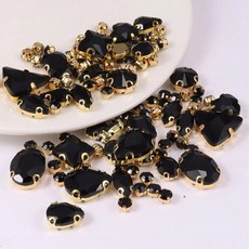 백 재봉 세팅 라인석 프롱 금속 모양 유리 혼합 Choupee 130PCs 클로, black, 1개