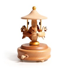 旋轉木馬音樂盒 木製八音盒, 金頂旋轉木馬